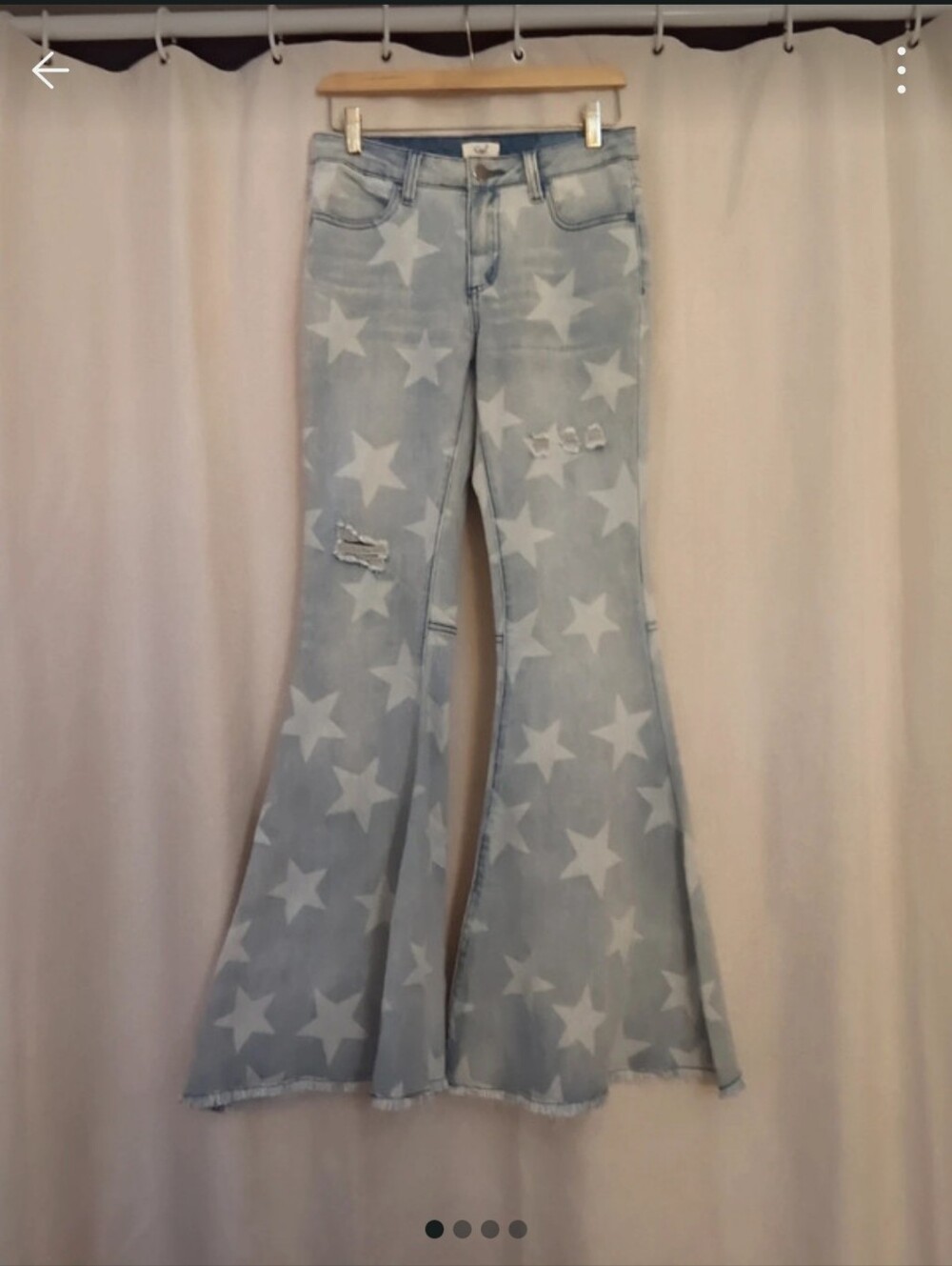 Easel Light Blue Star-Print Flare Bell Bottoms NWT
